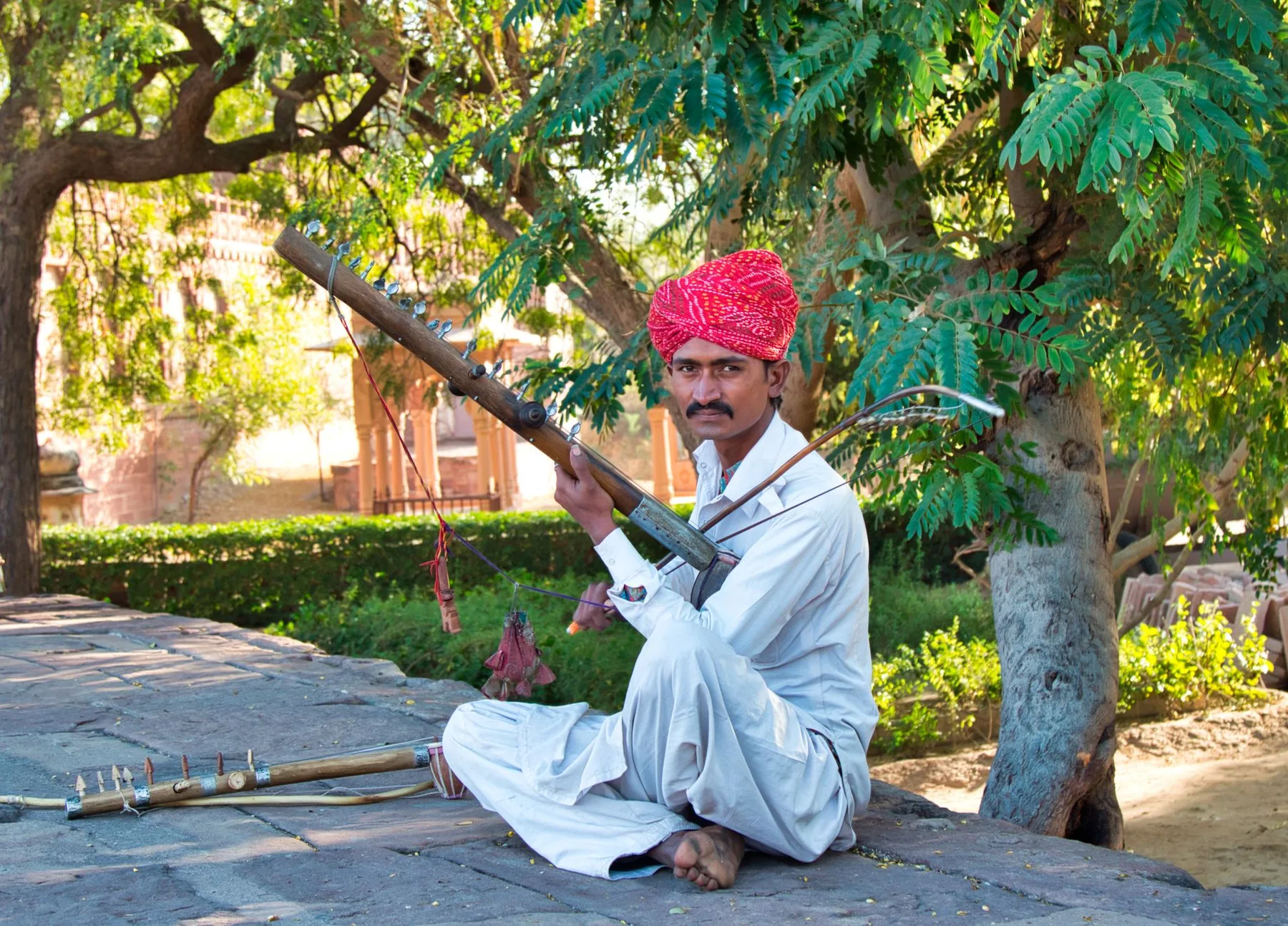 Traditional musician with stringed instrument