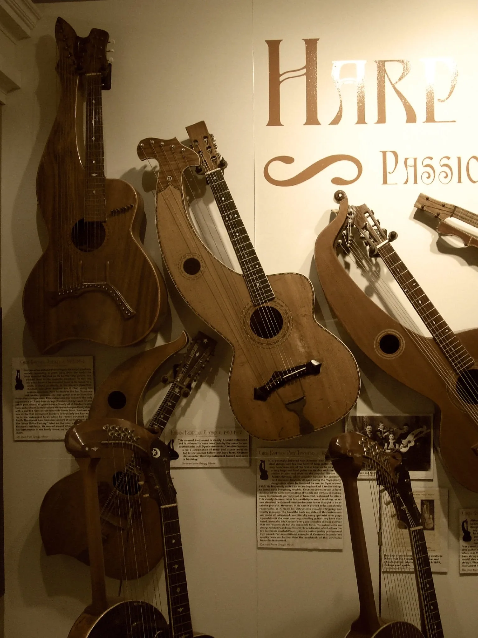 Medieval harps and lutes on display