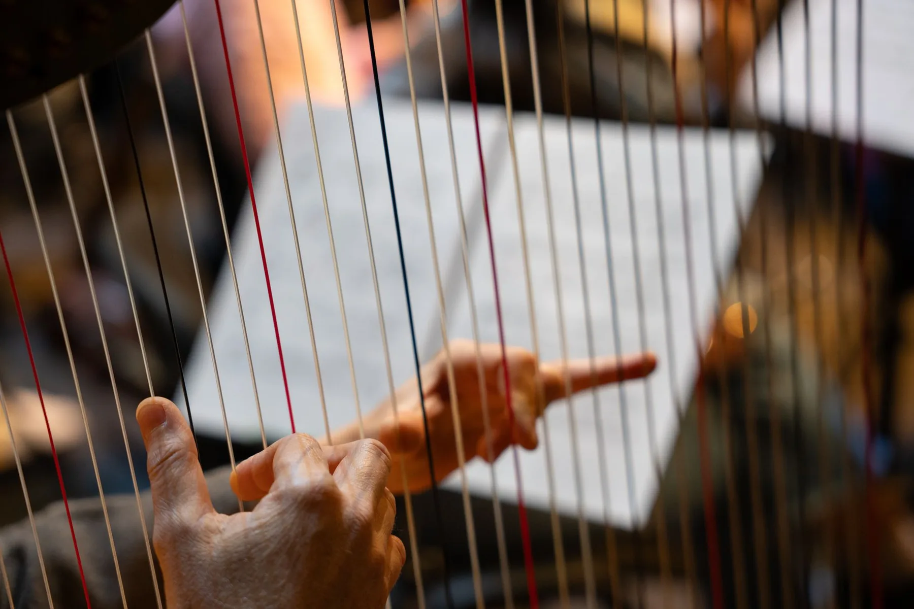 Mains jouant les cordes de harpe Mains jouant les cordes de harpe