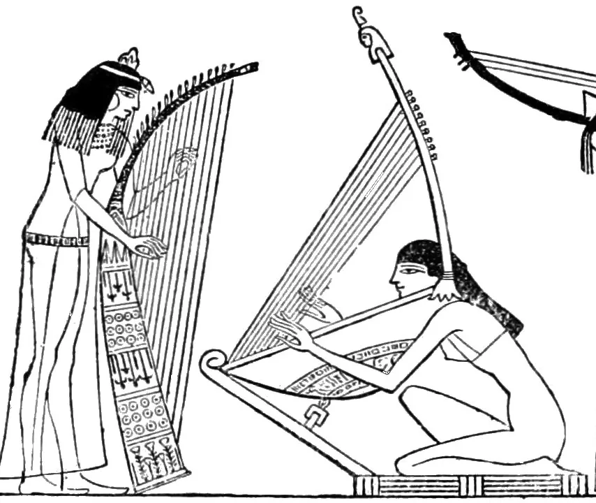 ancient harpists playing the harp
