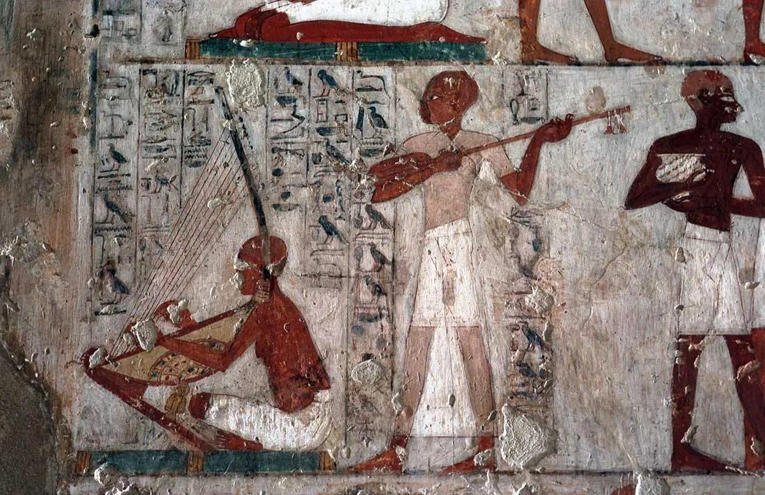 harpist in an ancient Egyptian fresco harpist in an ancient Egyptian fresco