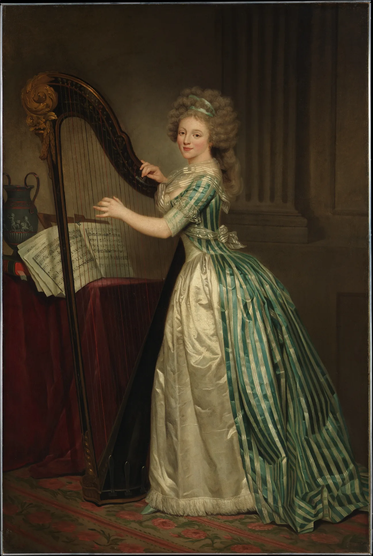 harpist playing a large antique harp harpist playing a large antique harp