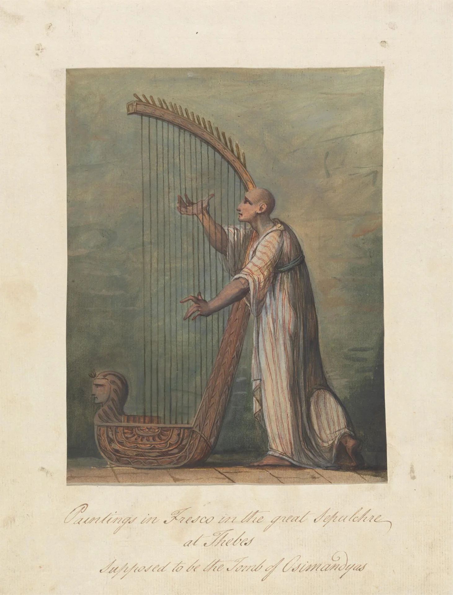 Harpist playing a large harp Harpist playing a large harp