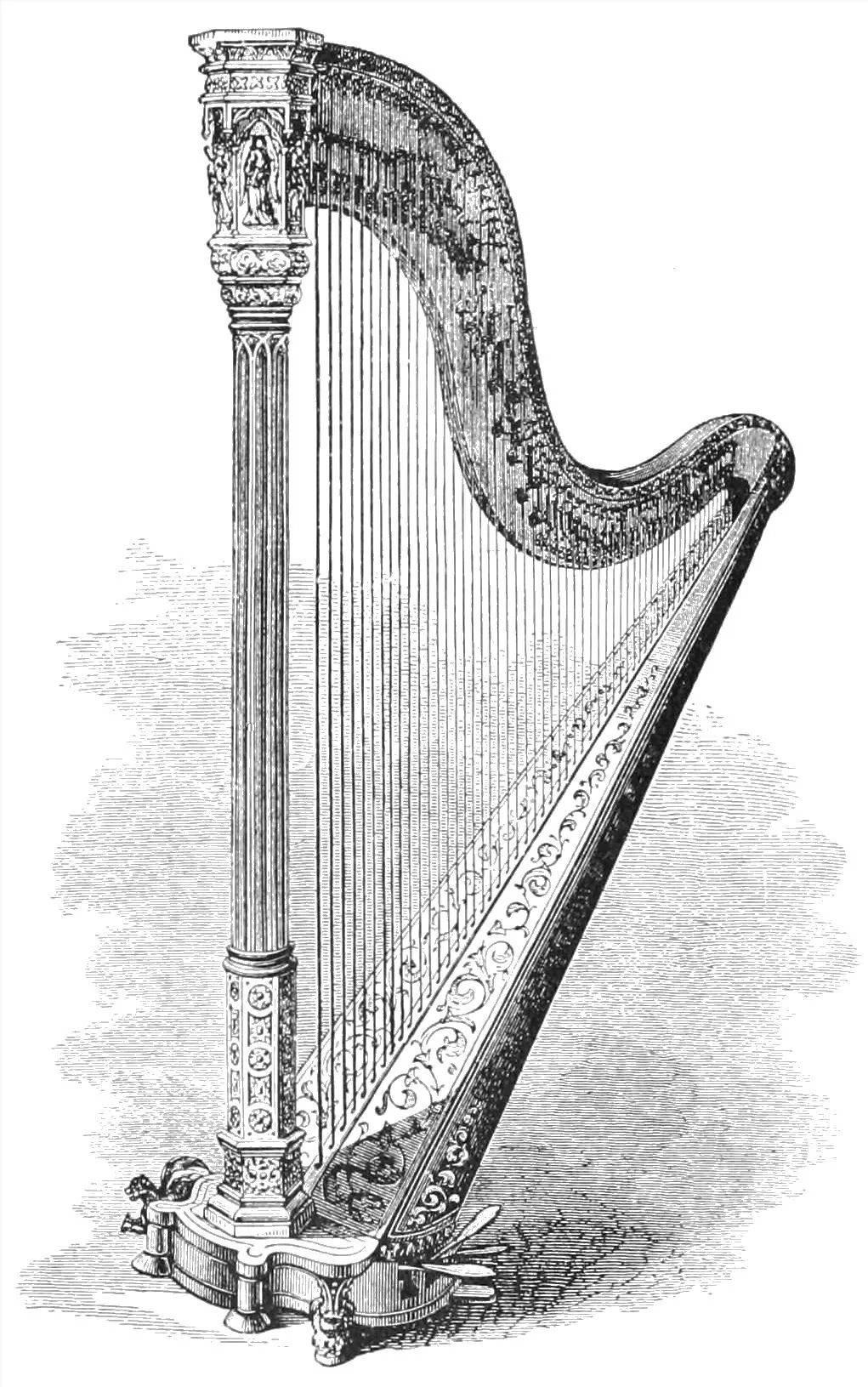 Ancient Celtic harp historical engraving Ancient Celtic harp historical engraving