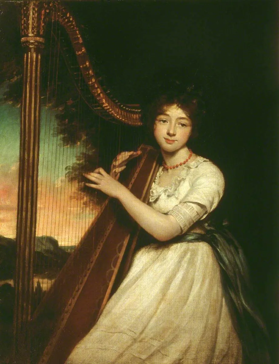 classic portrait of a harpist