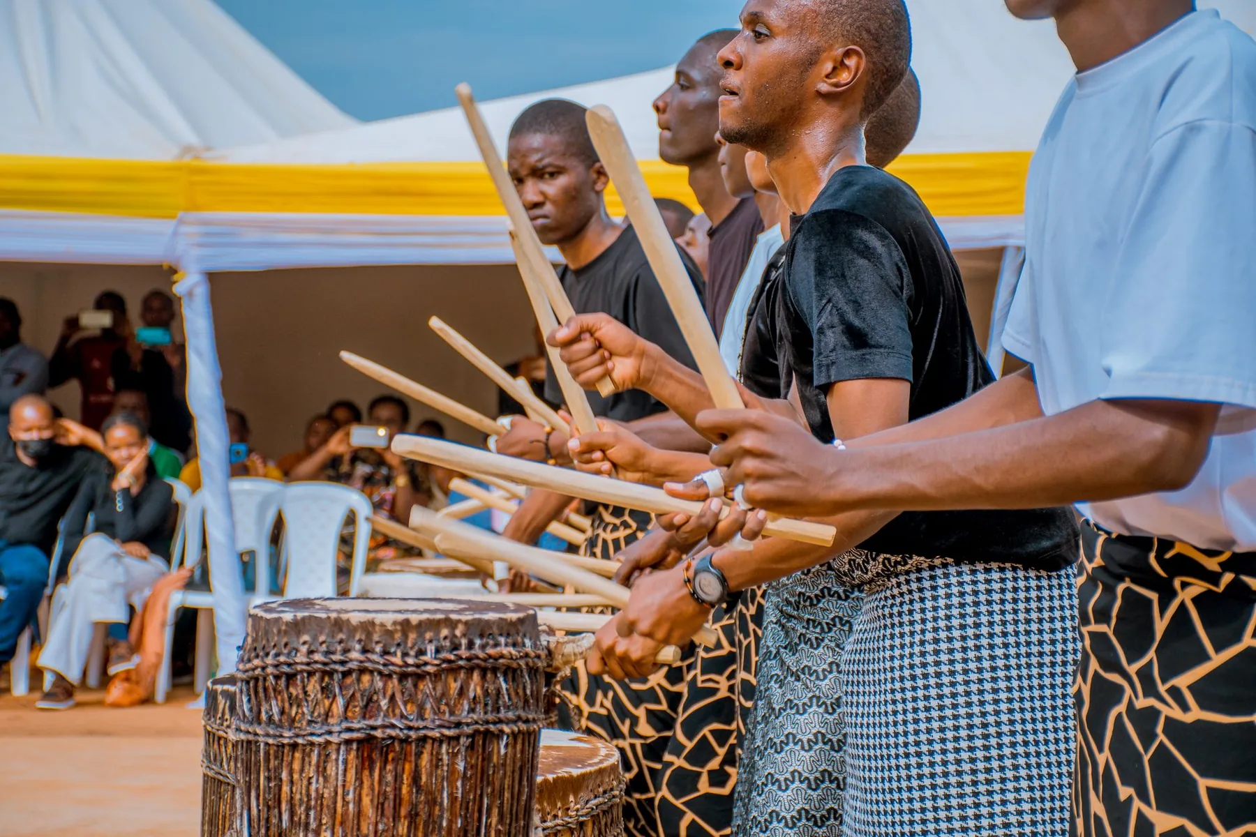 Musicians playing African djembe Musicians playing African djembe