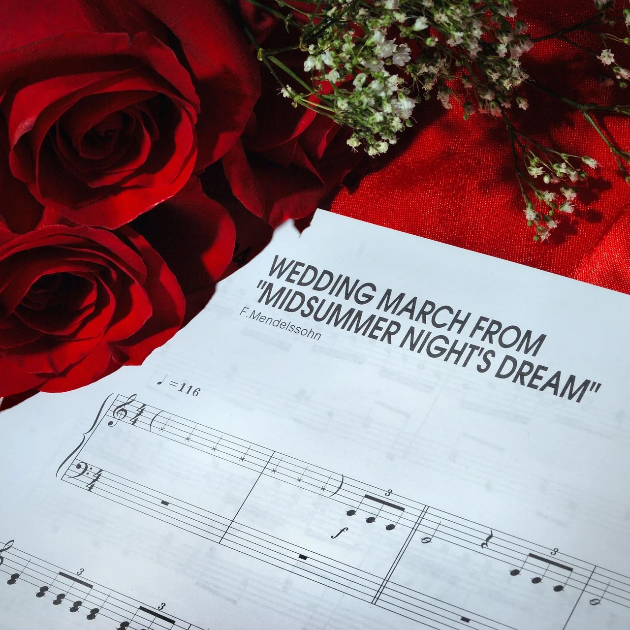 Wedding sheet music and roses Wedding sheet music and roses