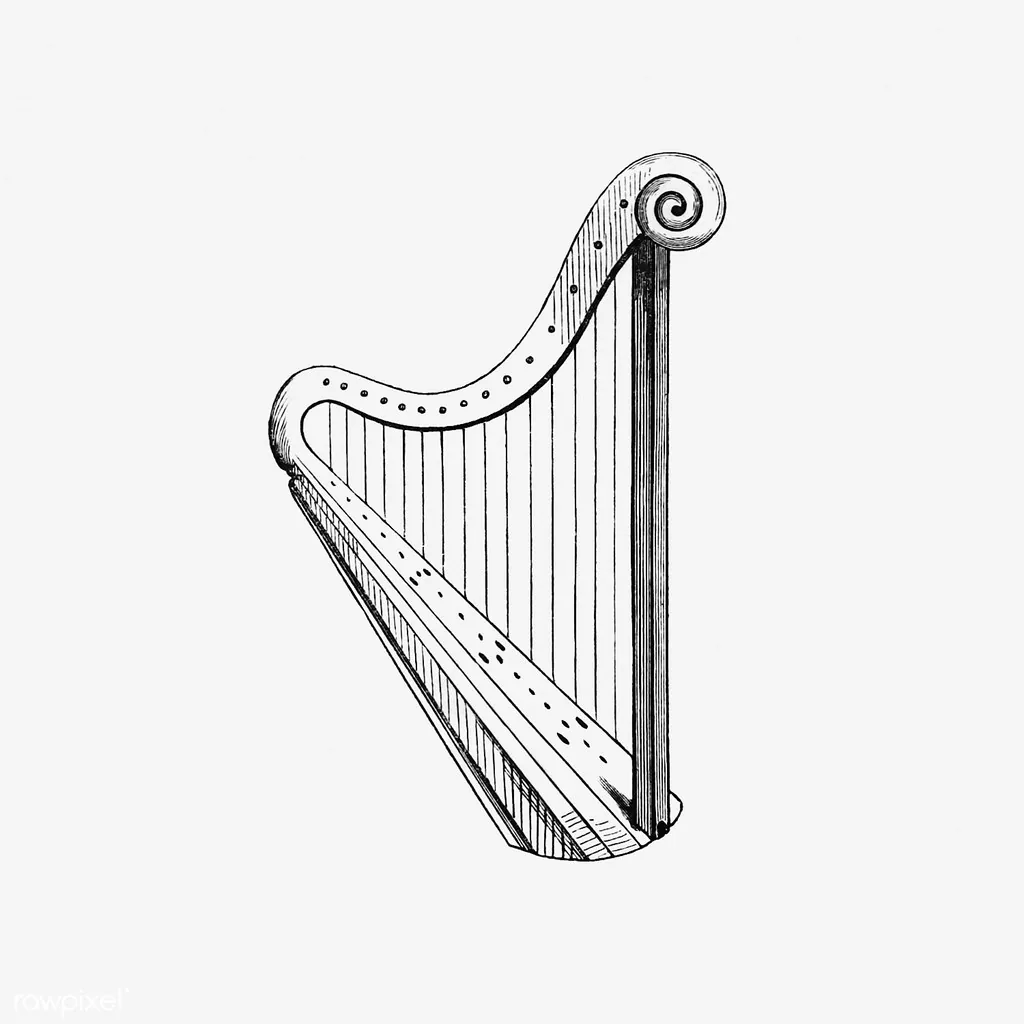 old illustration of a classical harp old illustration of a classical harp