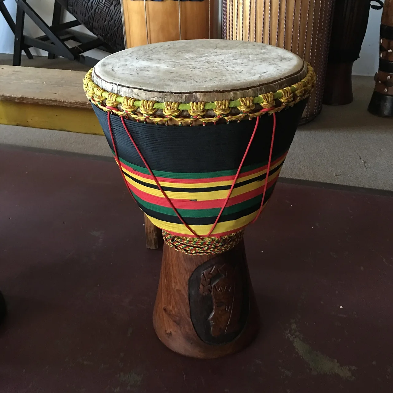 handcrafted djembe in carved wood handcrafted djembe in carved wood