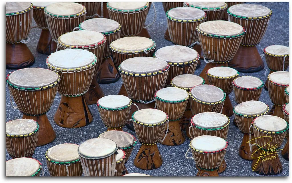 selection of handcrafted African djembes selection of handcrafted African djembes