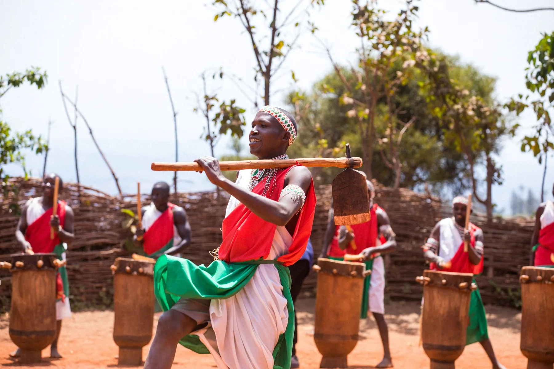 African ensemble playing drums African ensemble playing drums